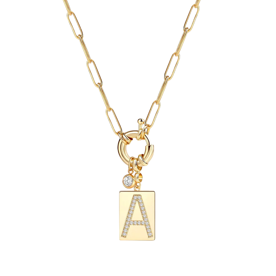 Collar con colgante de iniciales y cadena de clip