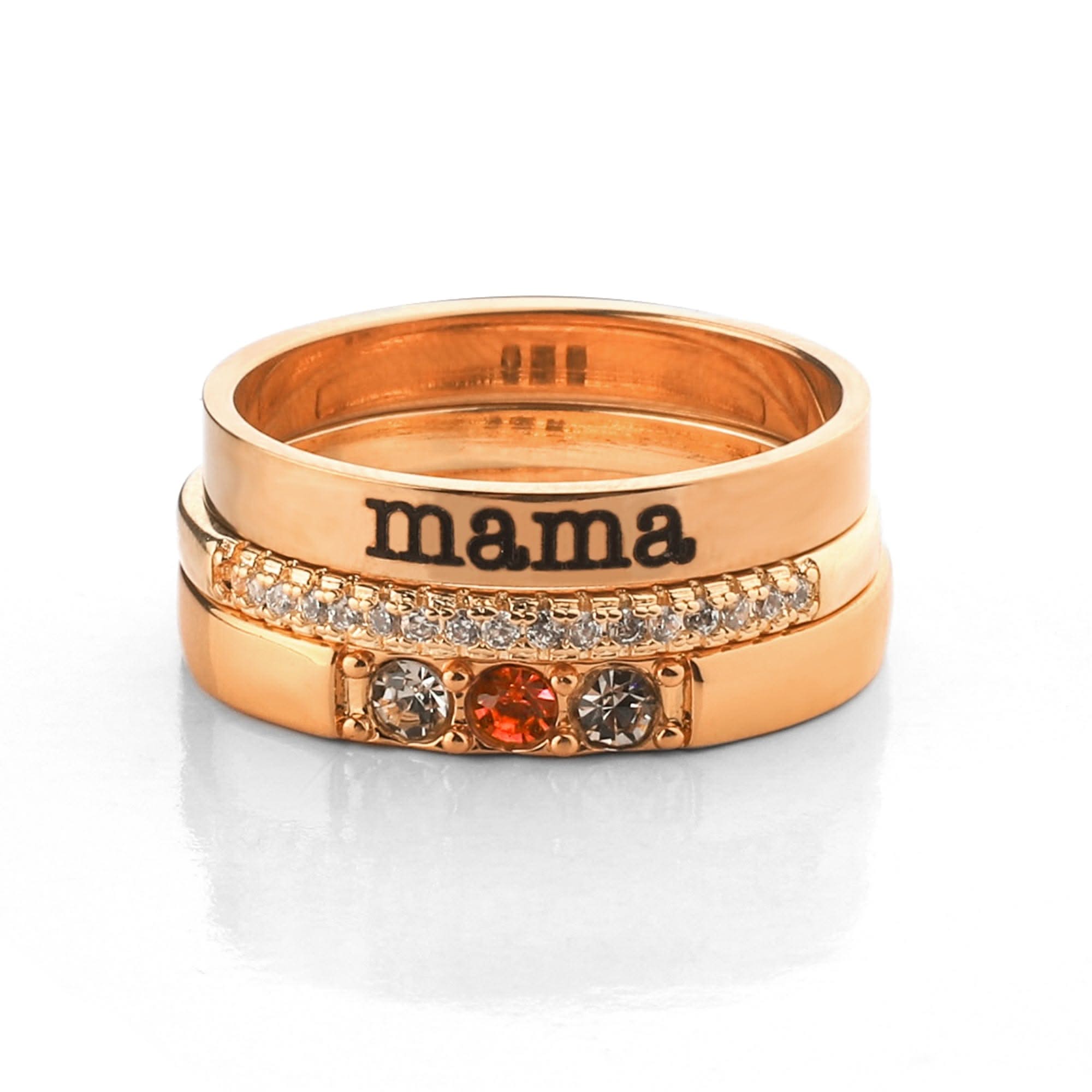 Anillos apilables personalizados con nombre y piedras de nacimiento