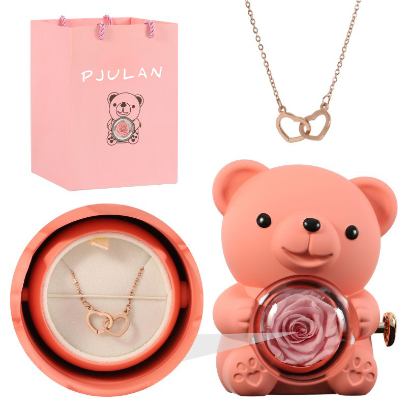 Oso Rosa Eterno con Collar Grabado