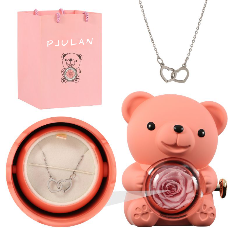 Oso Rosa Eterno con Collar Grabado