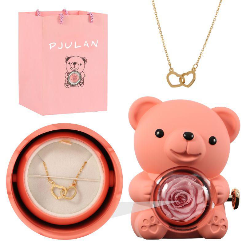 Oso Rosa Eterno con Collar Grabado