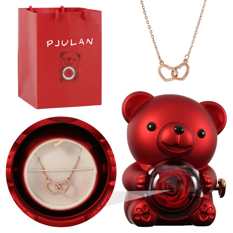 Oso Rosa Eterno con Collar Grabado
