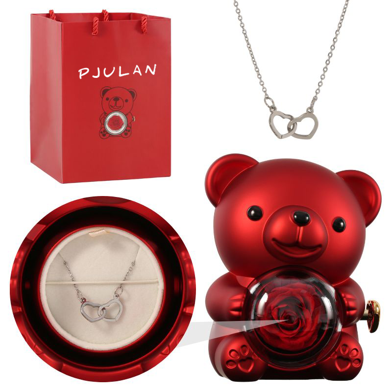 Oso Rosa Eterno con Collar Grabado