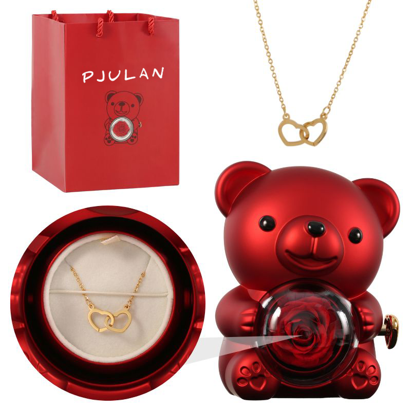 Oso Rosa Eterno con Collar Grabado