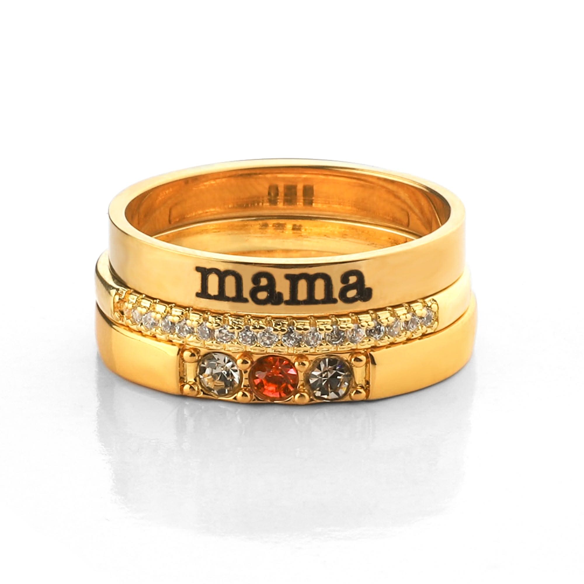 Anillos apilables personalizados con nombre y piedras de nacimiento