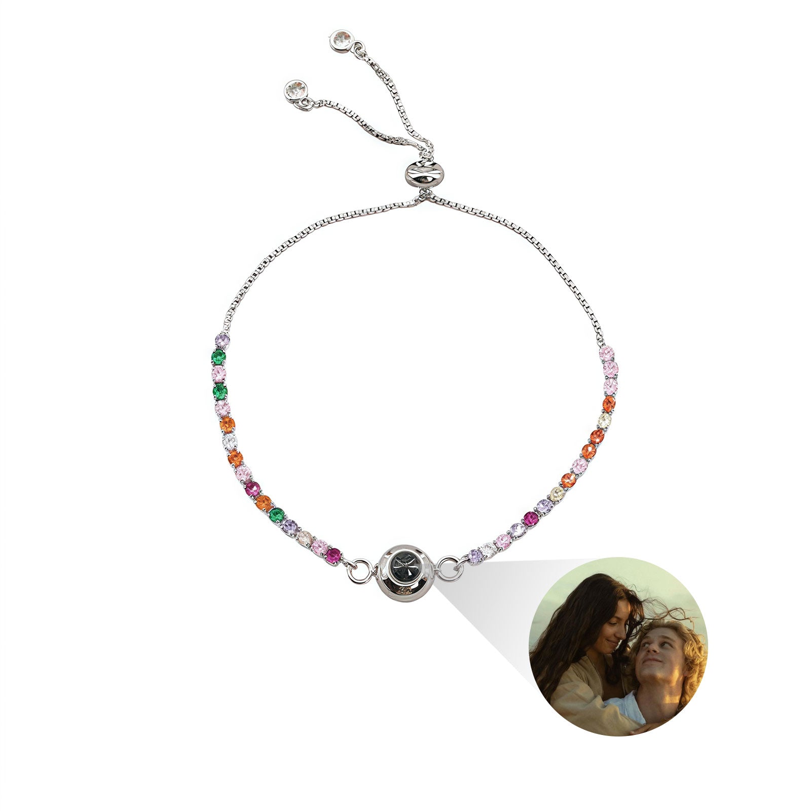 Pulsera de proyección de circonitas de color