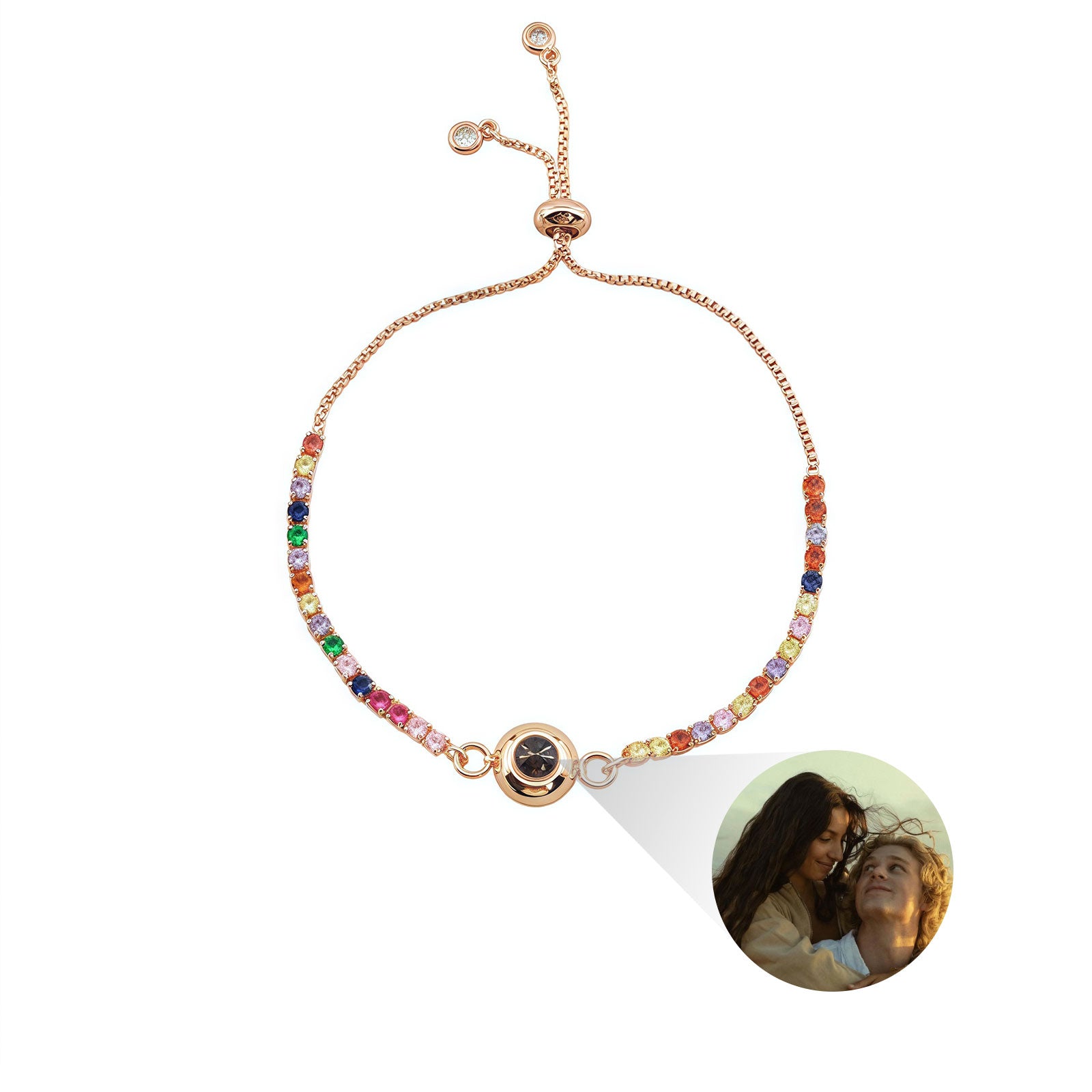 Pulsera de proyección de circonitas de color