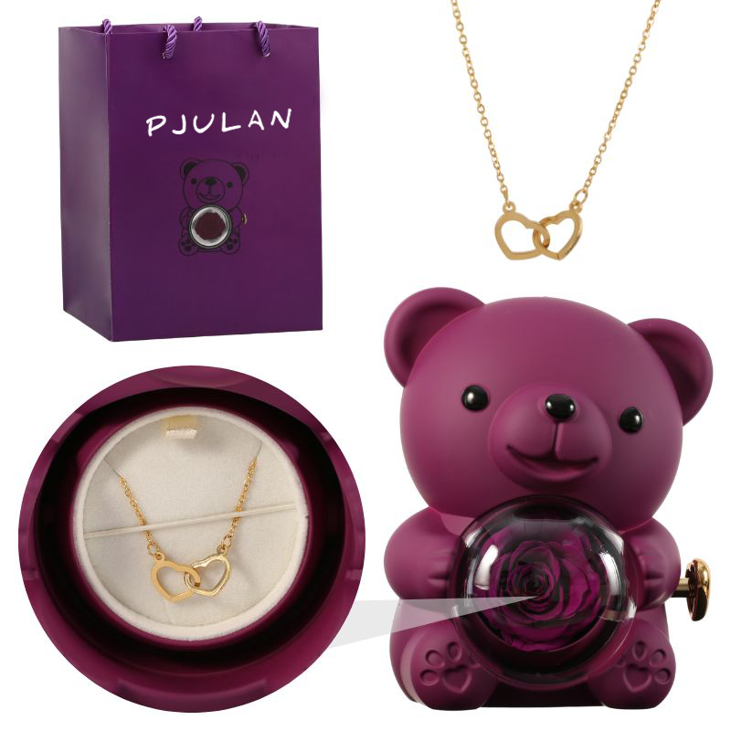 Oso Rosa Eterno con Collar Grabado