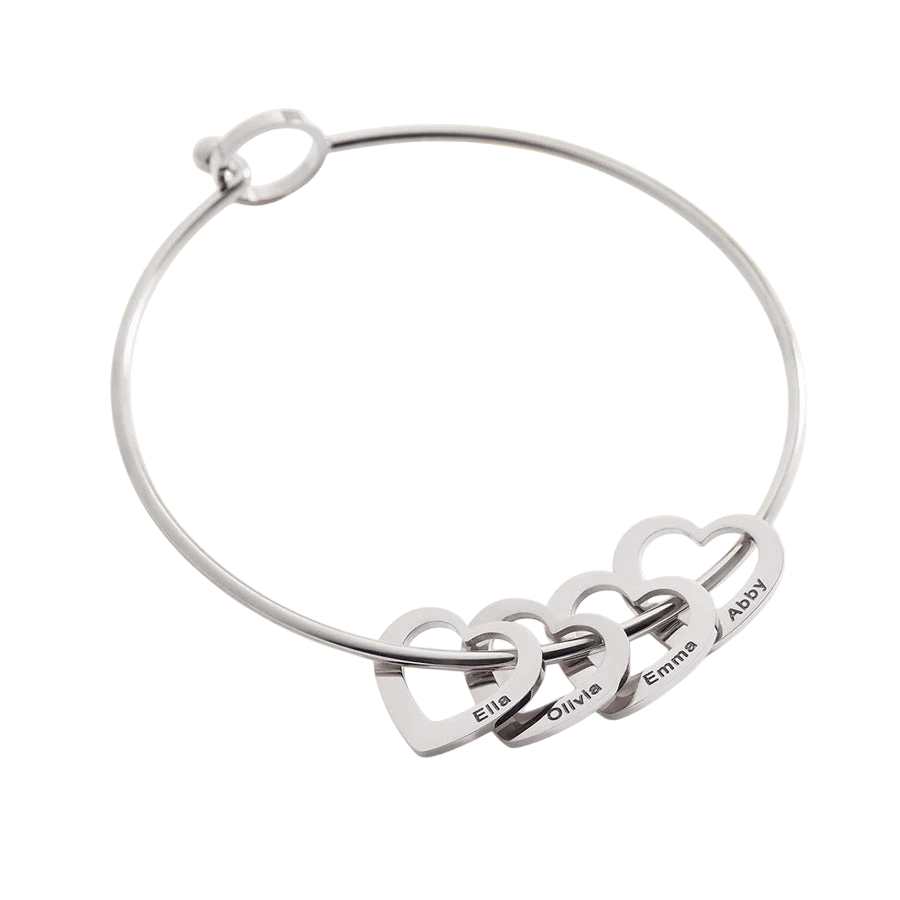 Pulsera Chelsea con colgantes de corazón en plata de ley