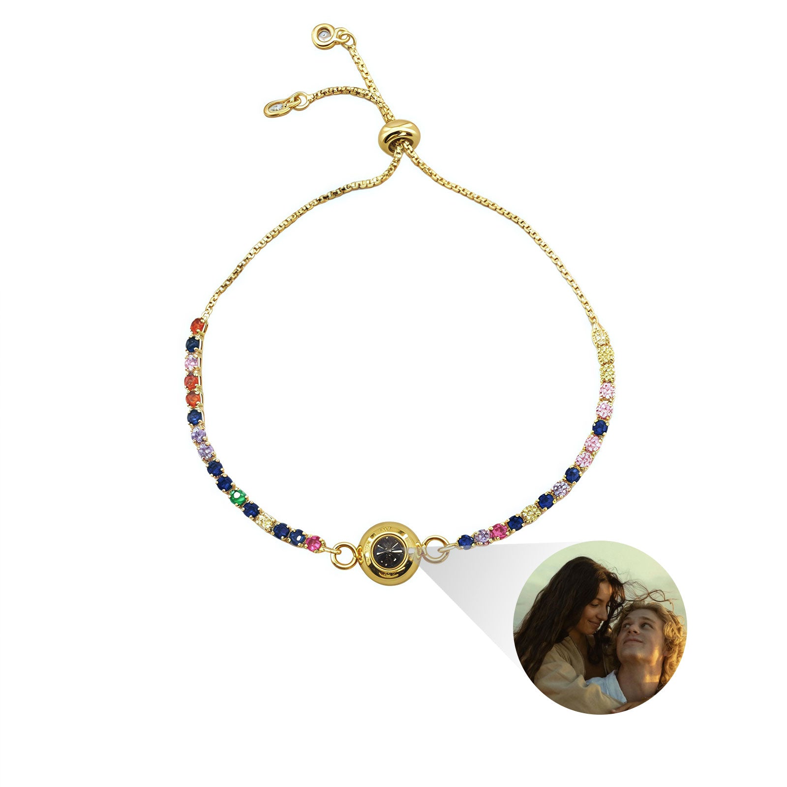 Pulsera de proyección de circonitas de color