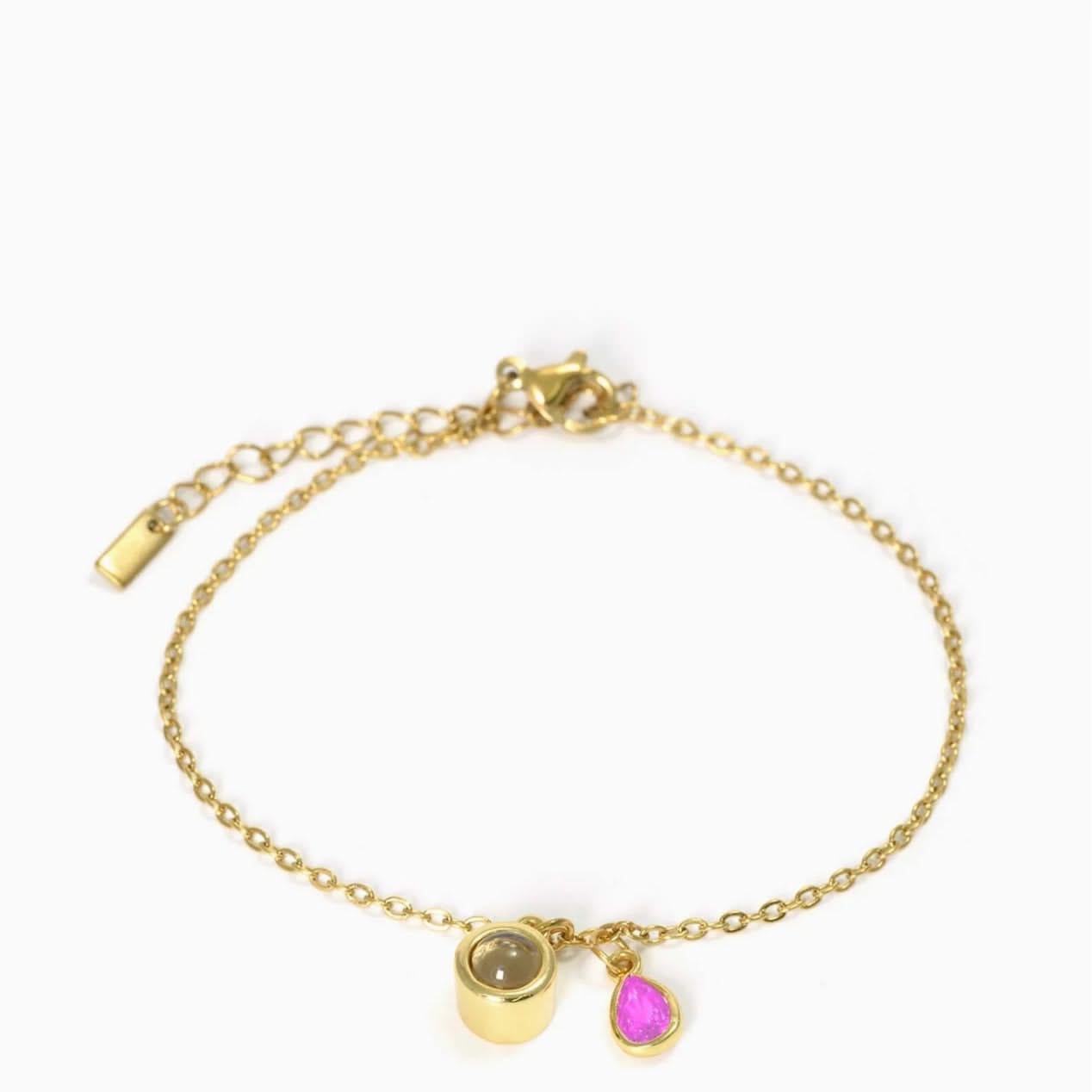 Pulsera deslizante personalizada con piedra de nacimiento