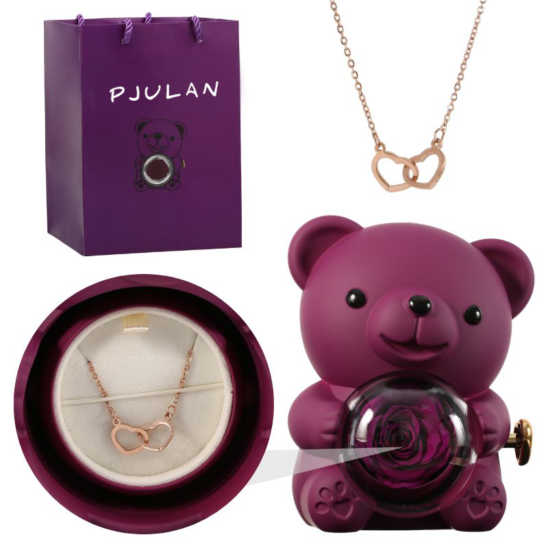 Oso Rosa Eterno con Collar Grabado
