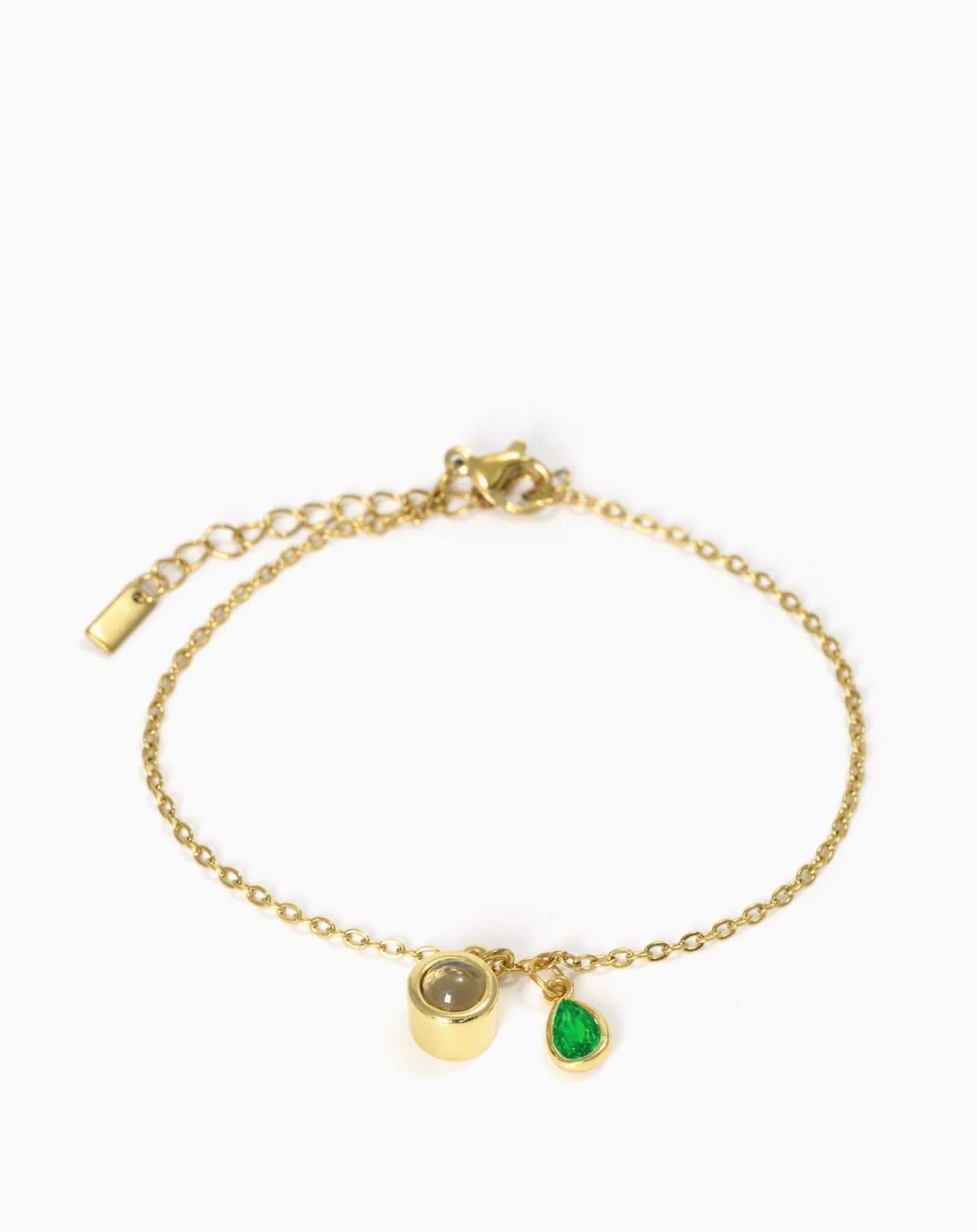 Pulsera deslizante personalizada con piedra de nacimiento