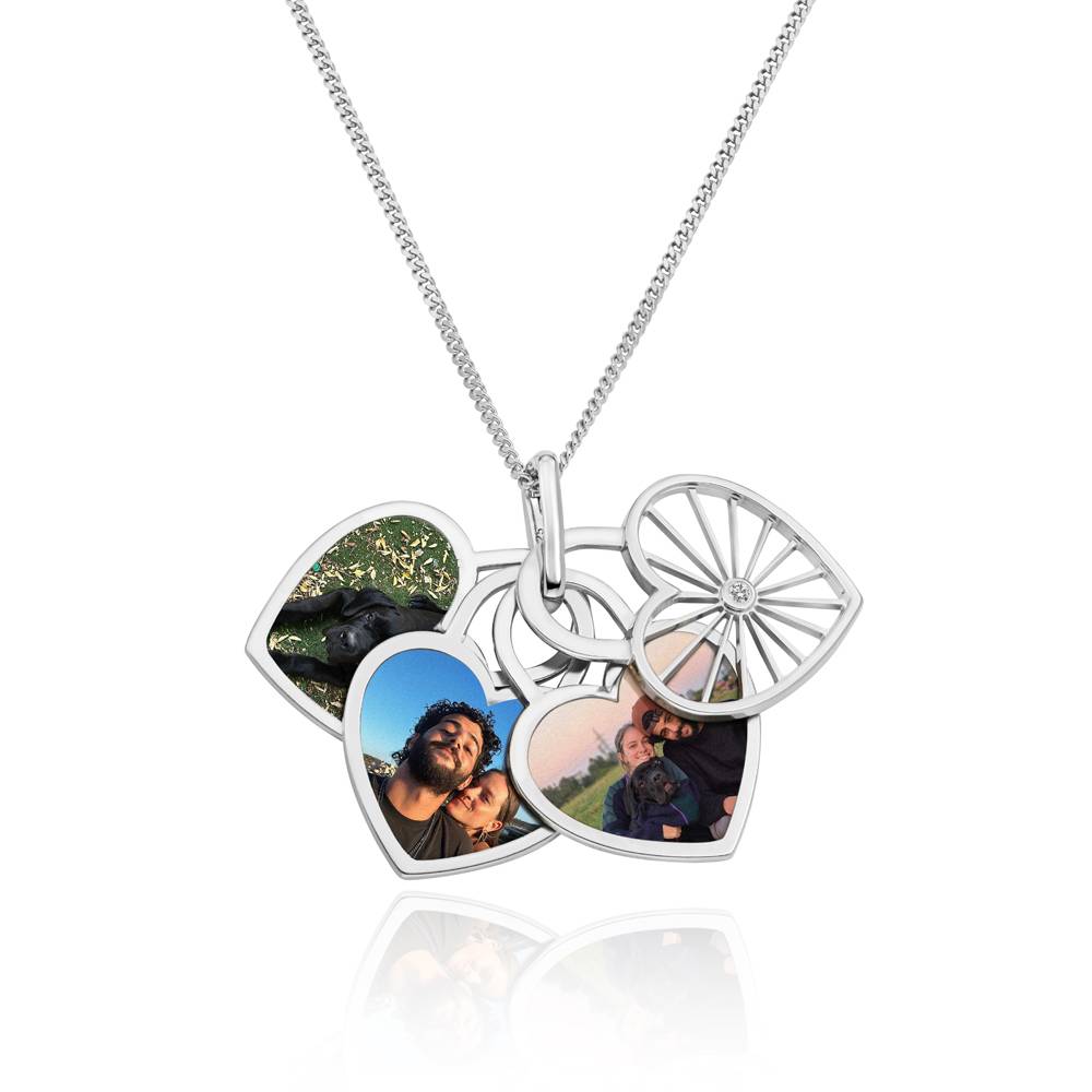 Amorette Collar Colgante con Foto y Diamante en Plata de Ley