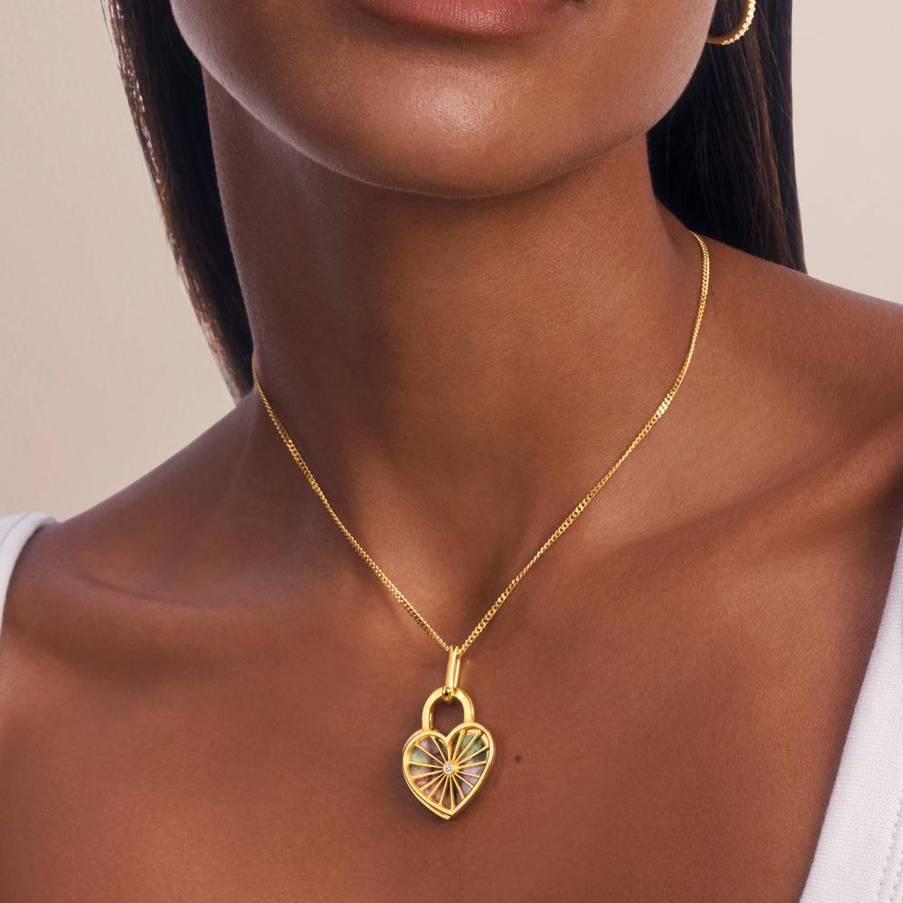 Amorette Collar Colgante con Foto y Diamante en Plata de Ley