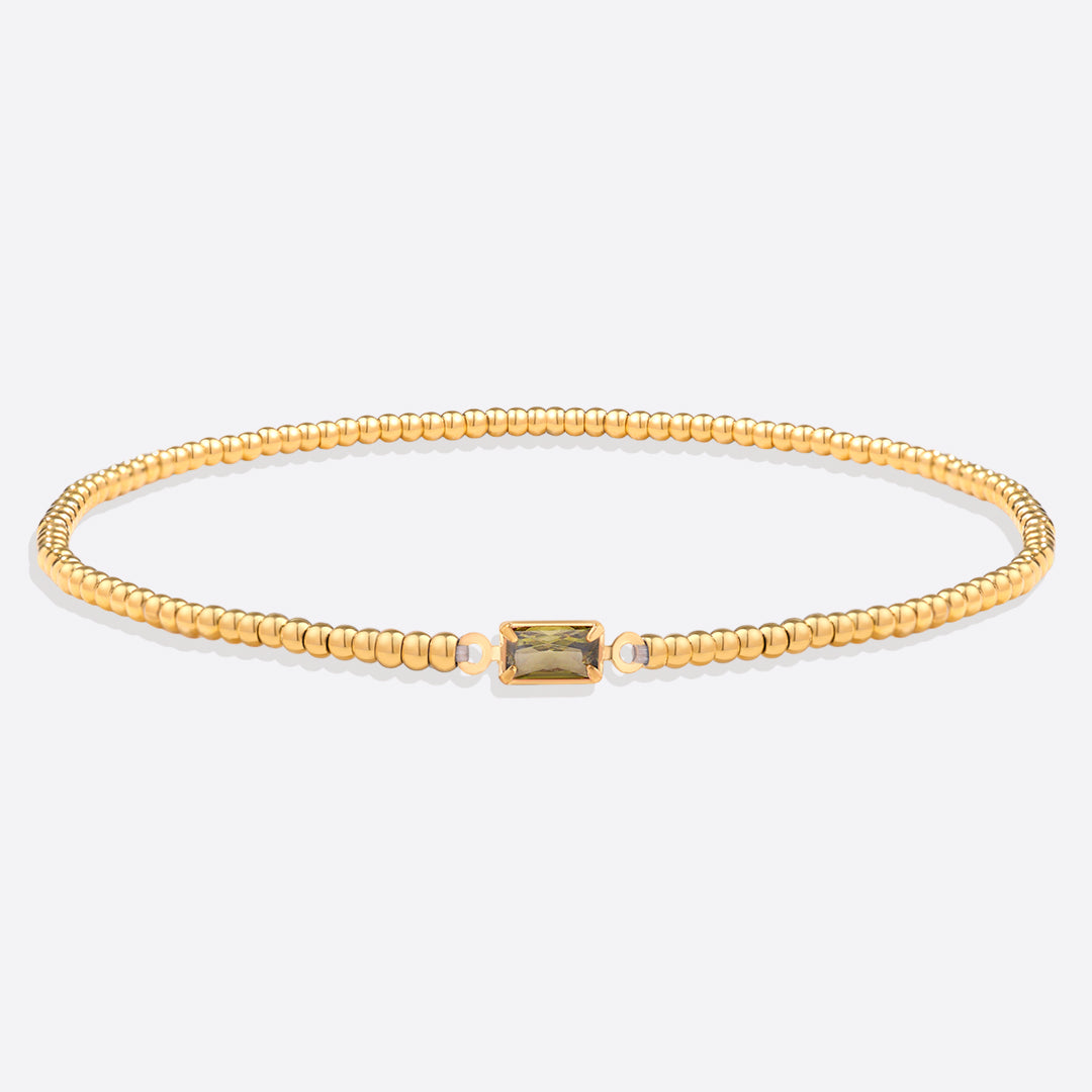 Pulsera de cuentas de oro con piedra natal