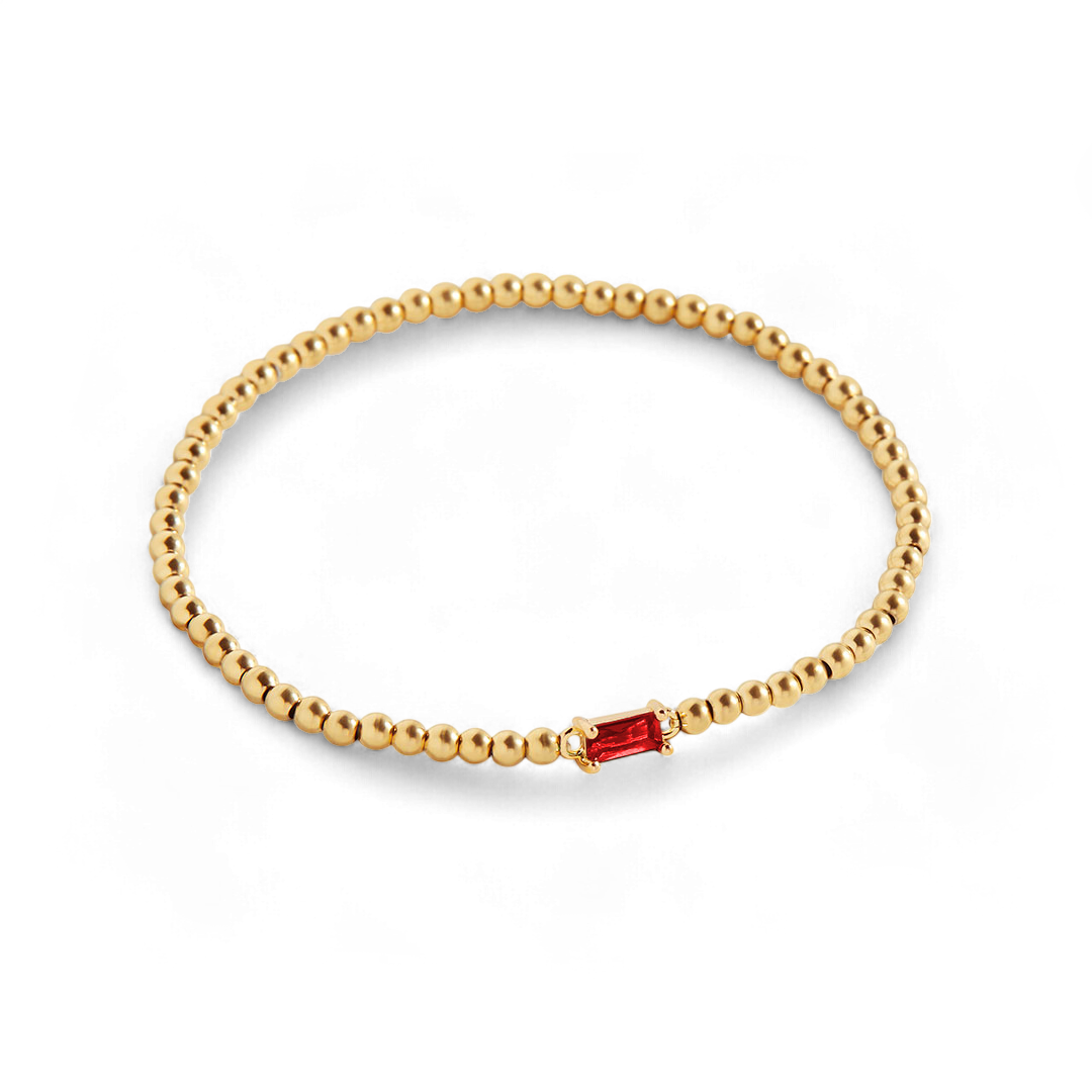 Pulsera de cuentas de oro con piedra natal