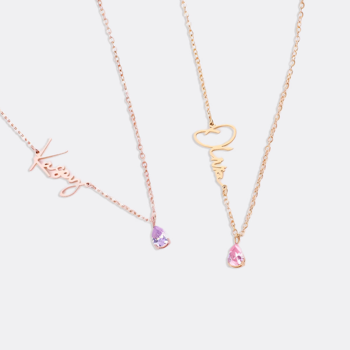 Collar con nombre de piedra de nacimiento hecho a mano