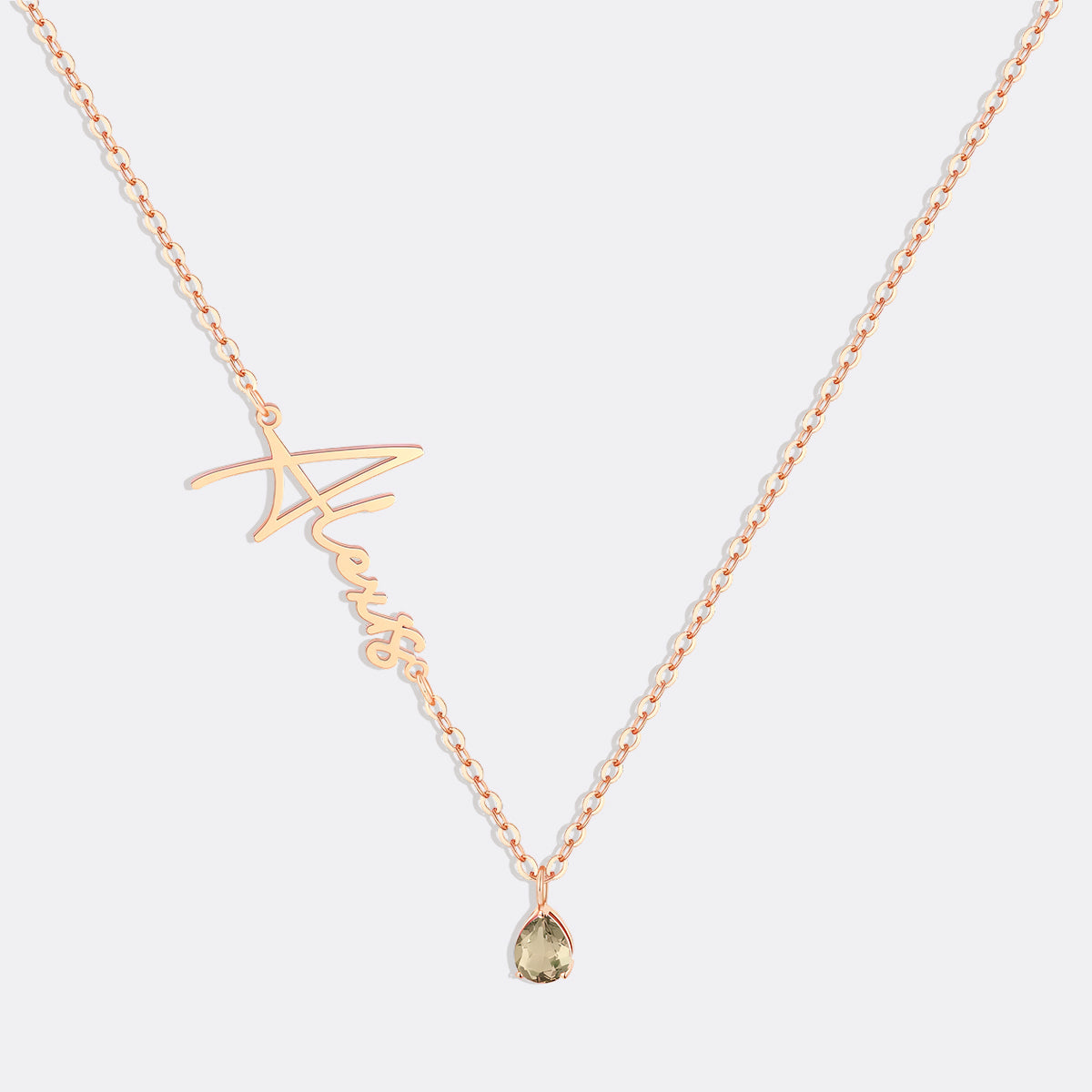 Collar con nombre de piedra de nacimiento hecho a mano