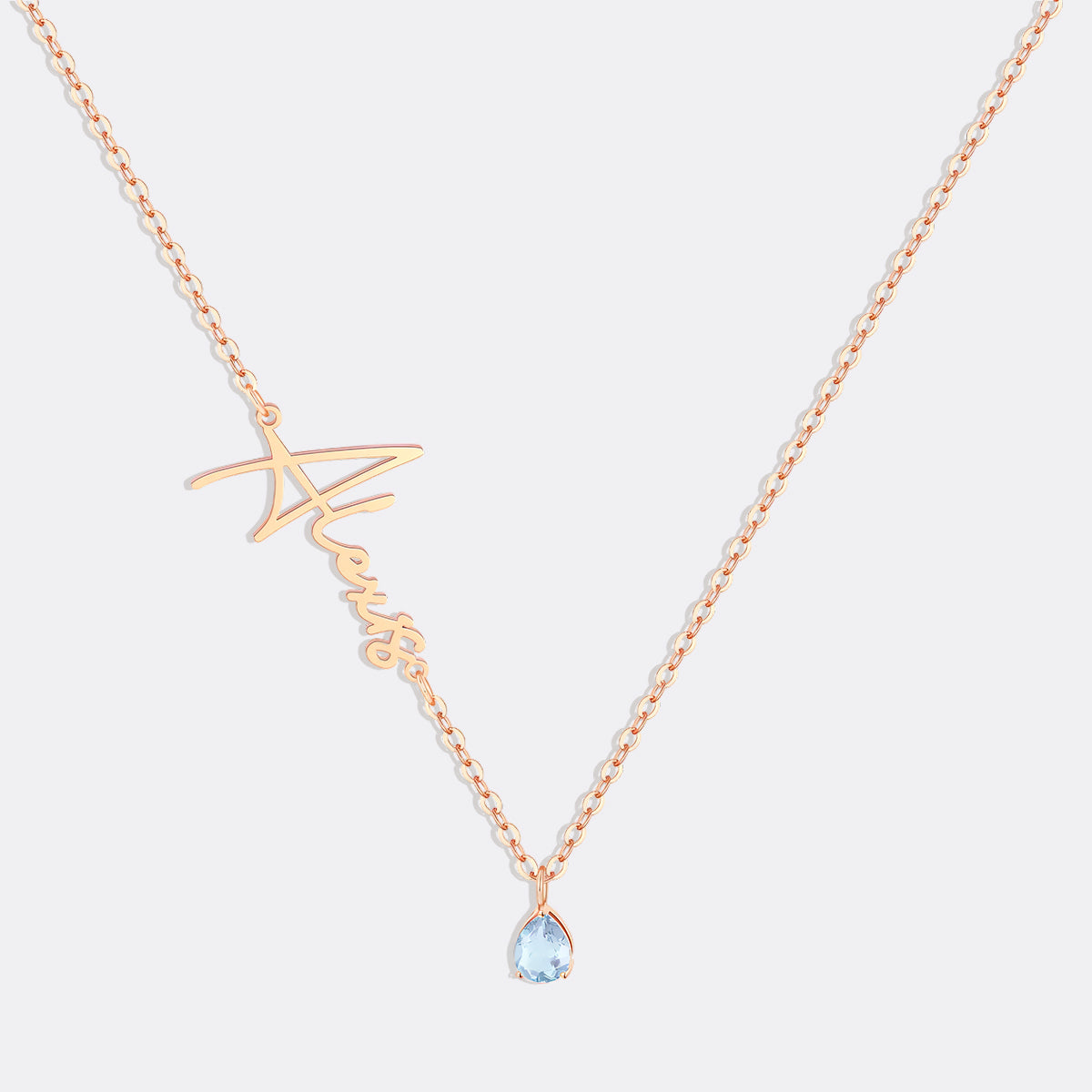 Collar con nombre de piedra de nacimiento hecho a mano