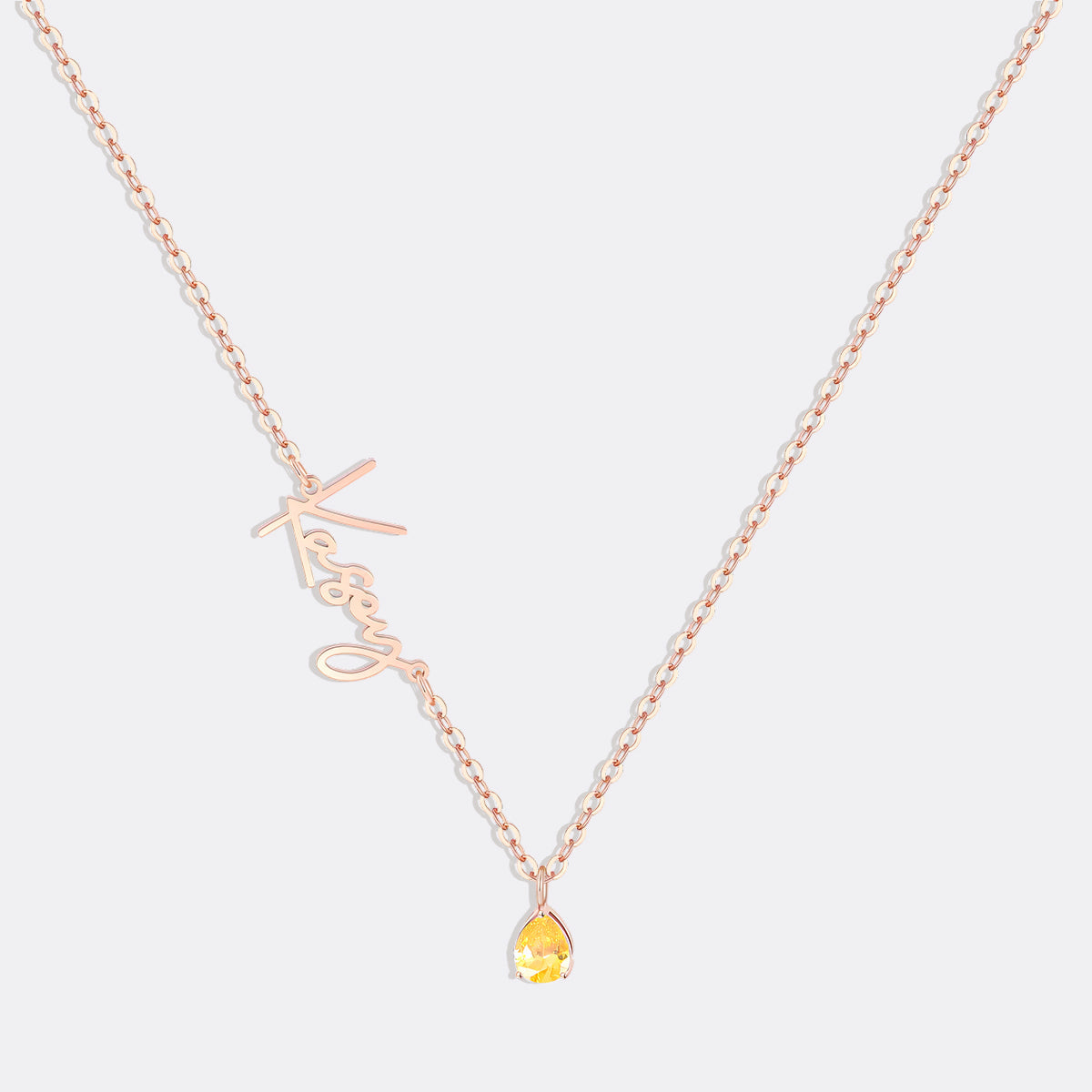 Collar con nombre de piedra de nacimiento hecho a mano