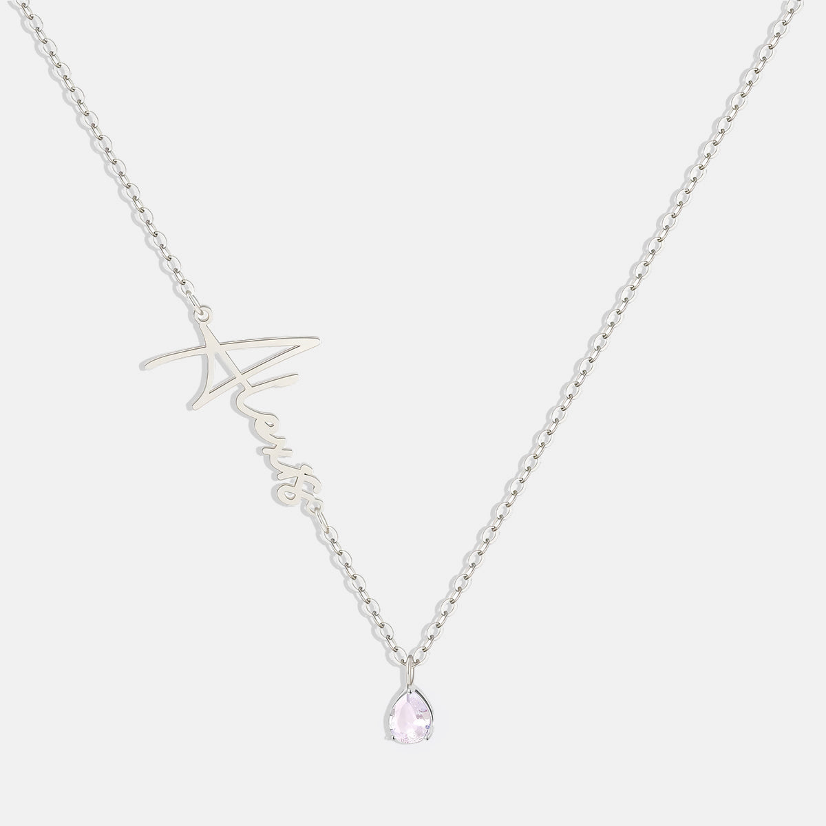 Collar con nombre de piedra de nacimiento hecho a mano