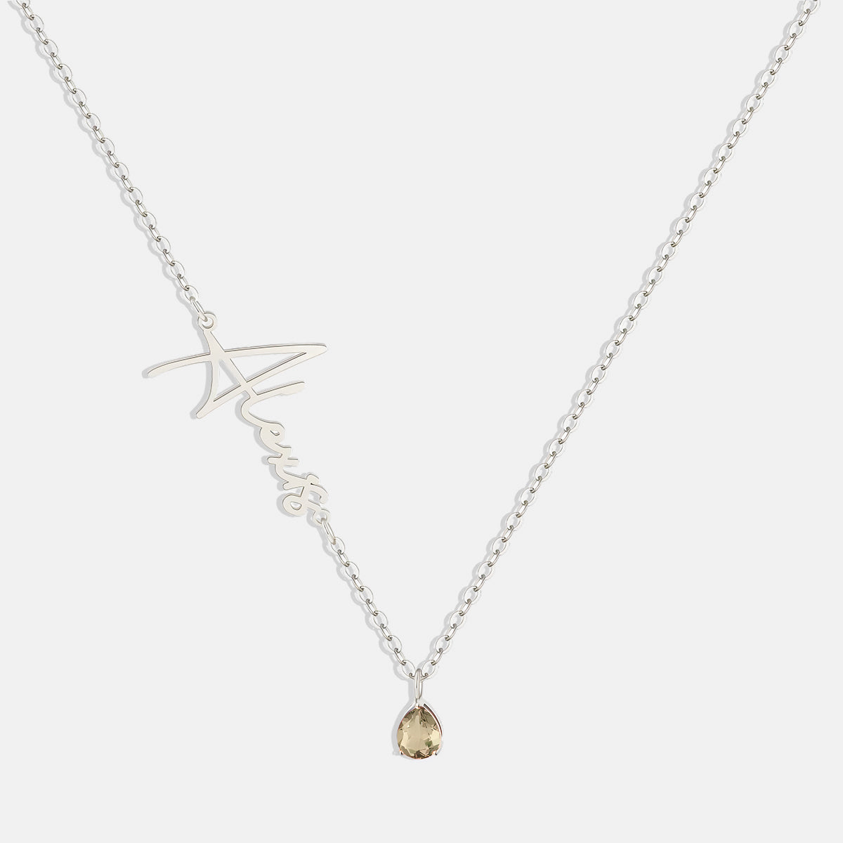 Collar con nombre de piedra de nacimiento hecho a mano