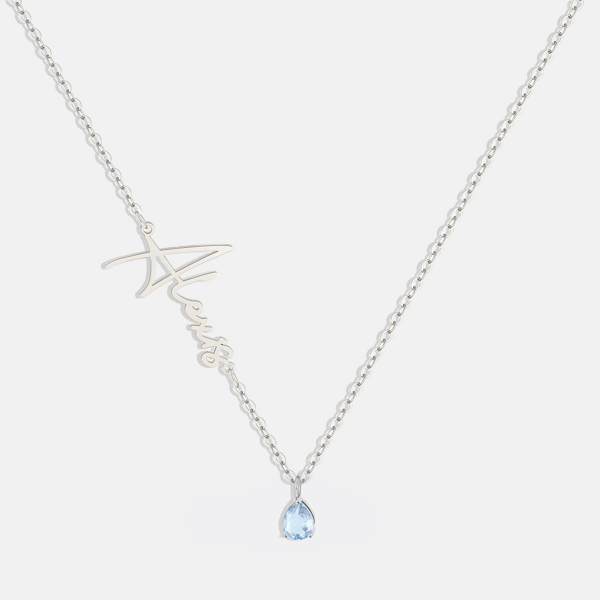 Collar con nombre de piedra de nacimiento hecho a mano