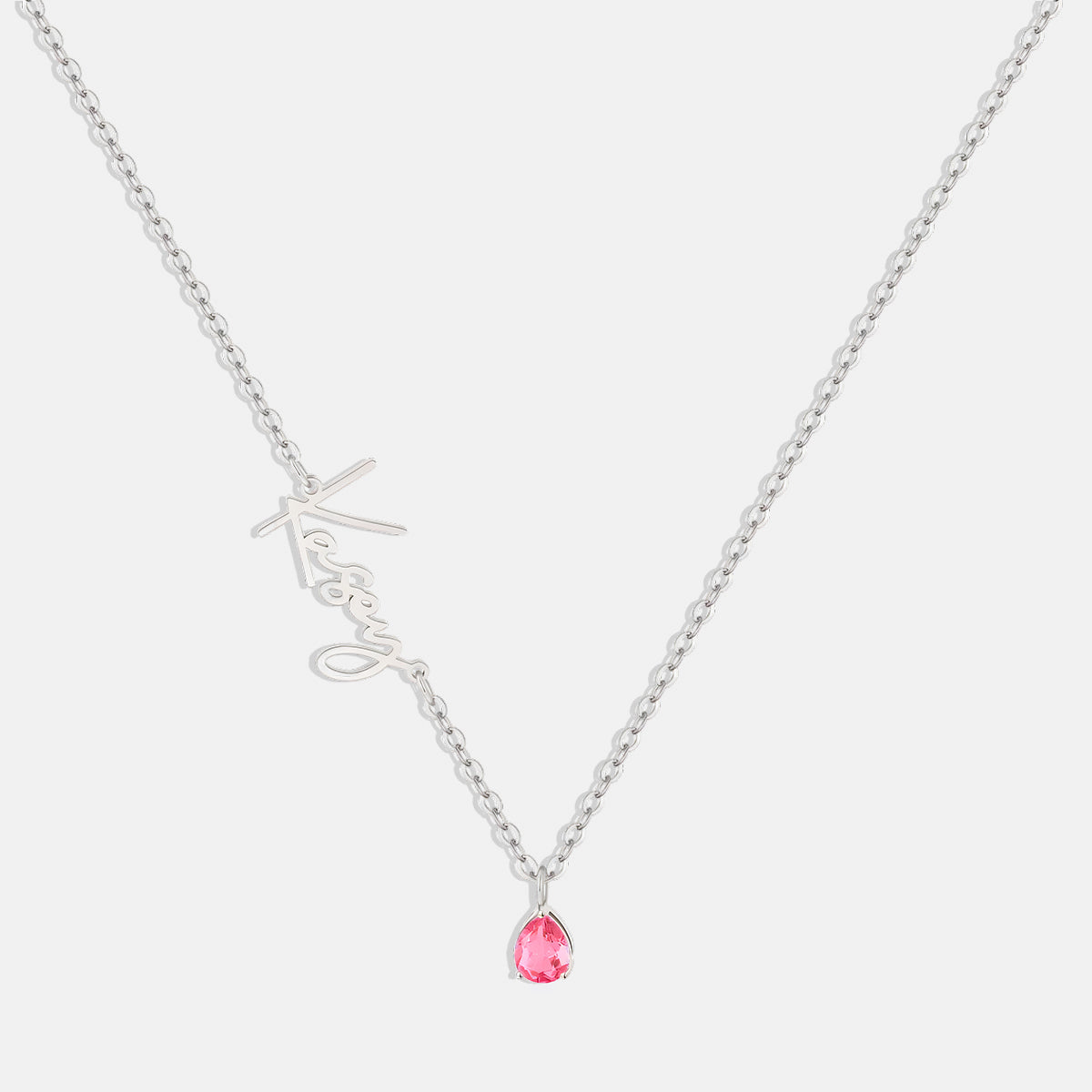 Collar con nombre de piedra de nacimiento hecho a mano