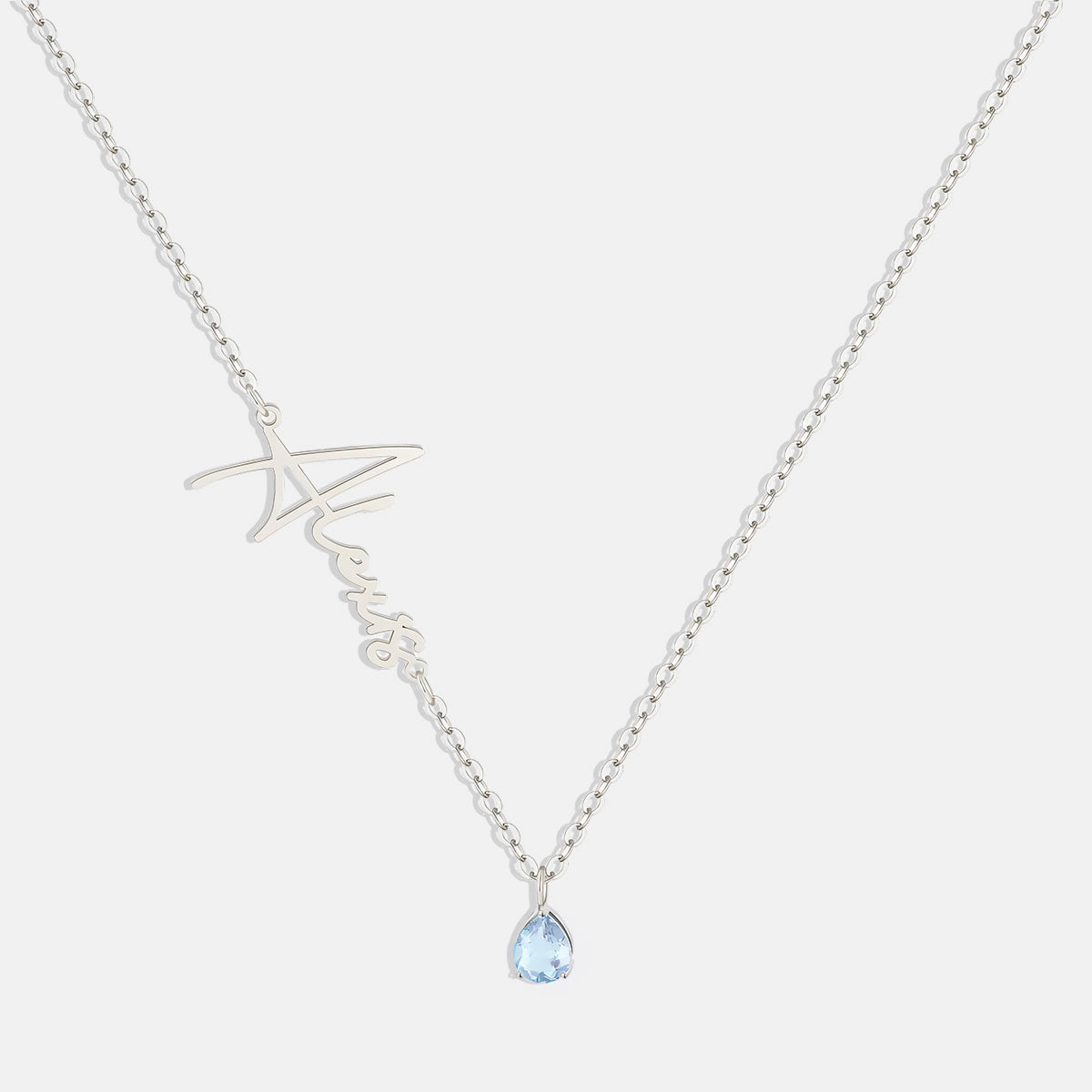 Collar con nombre de piedra de nacimiento hecho a mano