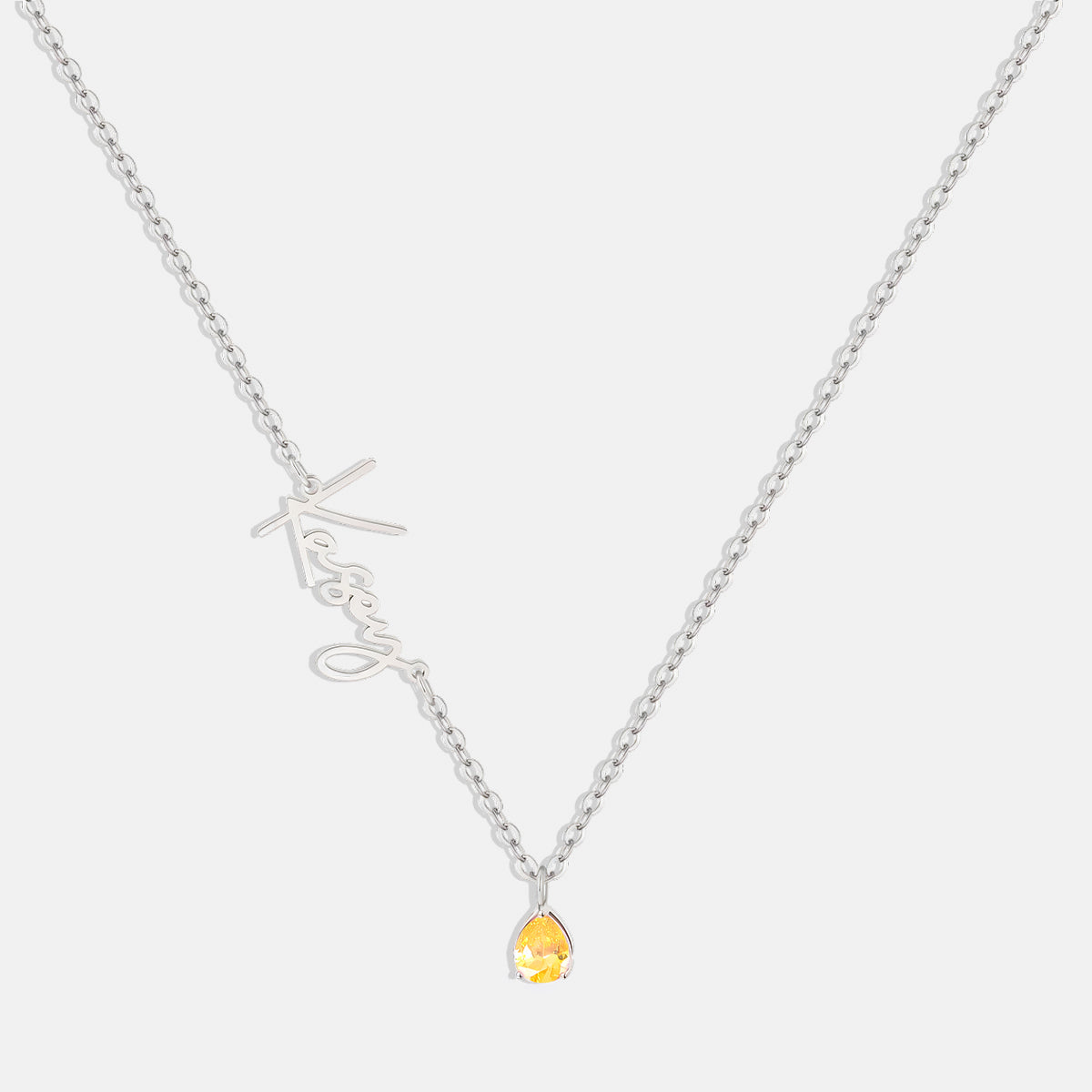 Collar con nombre de piedra de nacimiento hecho a mano