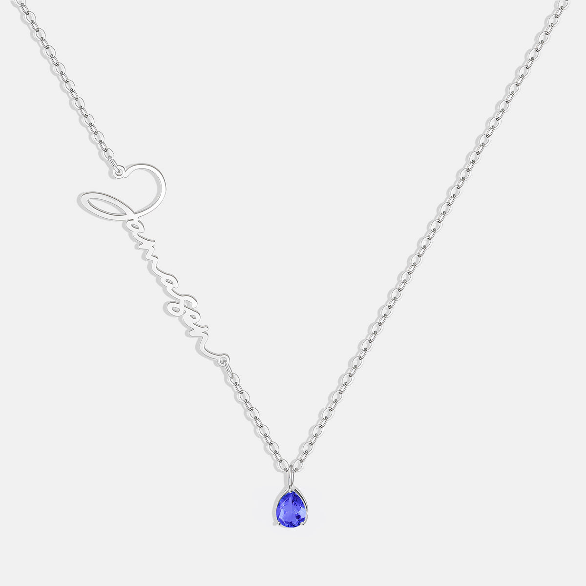 Collar con nombre de piedra de nacimiento hecho a mano