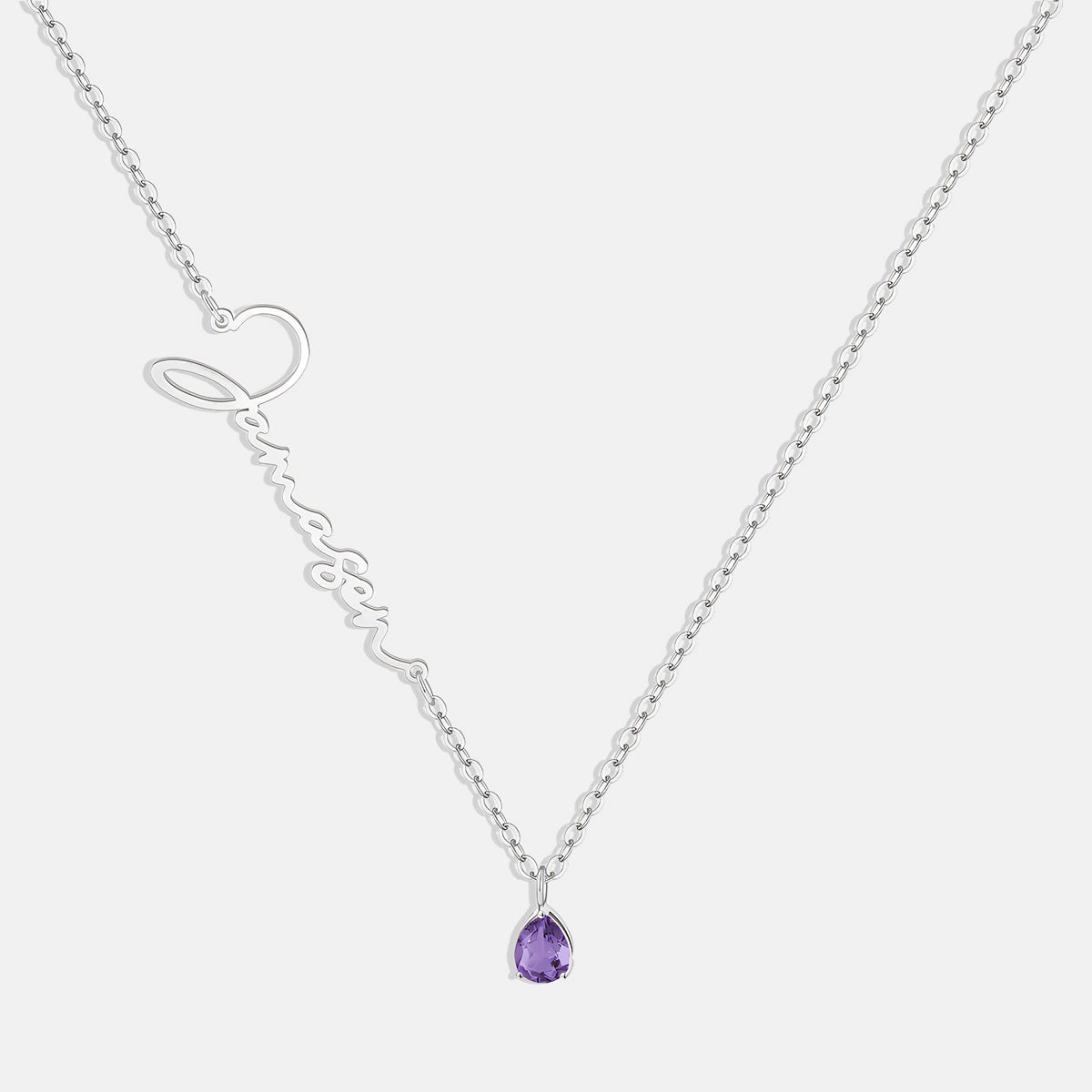Collar con nombre de piedra de nacimiento hecho a mano