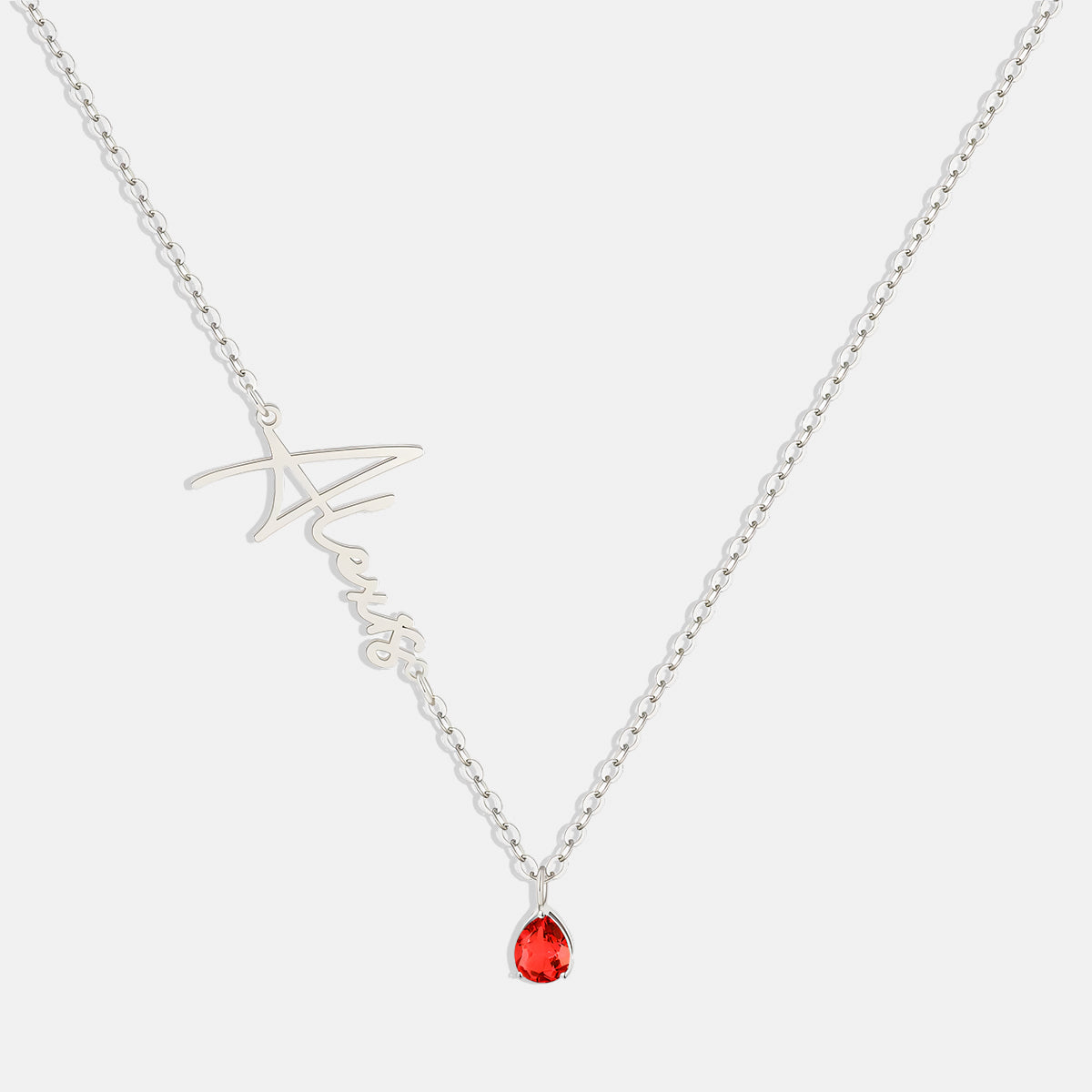 Collar con nombre de piedra de nacimiento hecho a mano