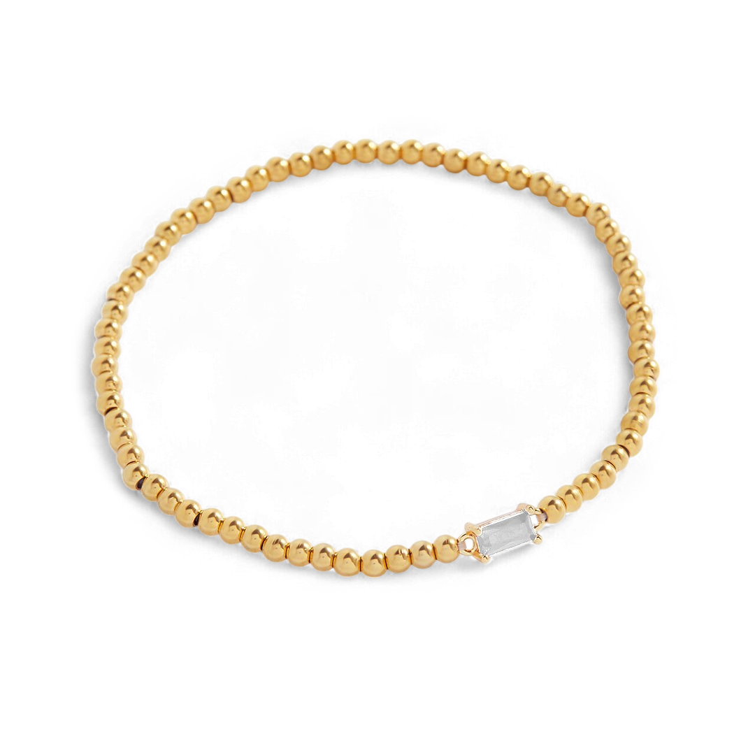 Pulsera de cuentas de oro con piedra natal