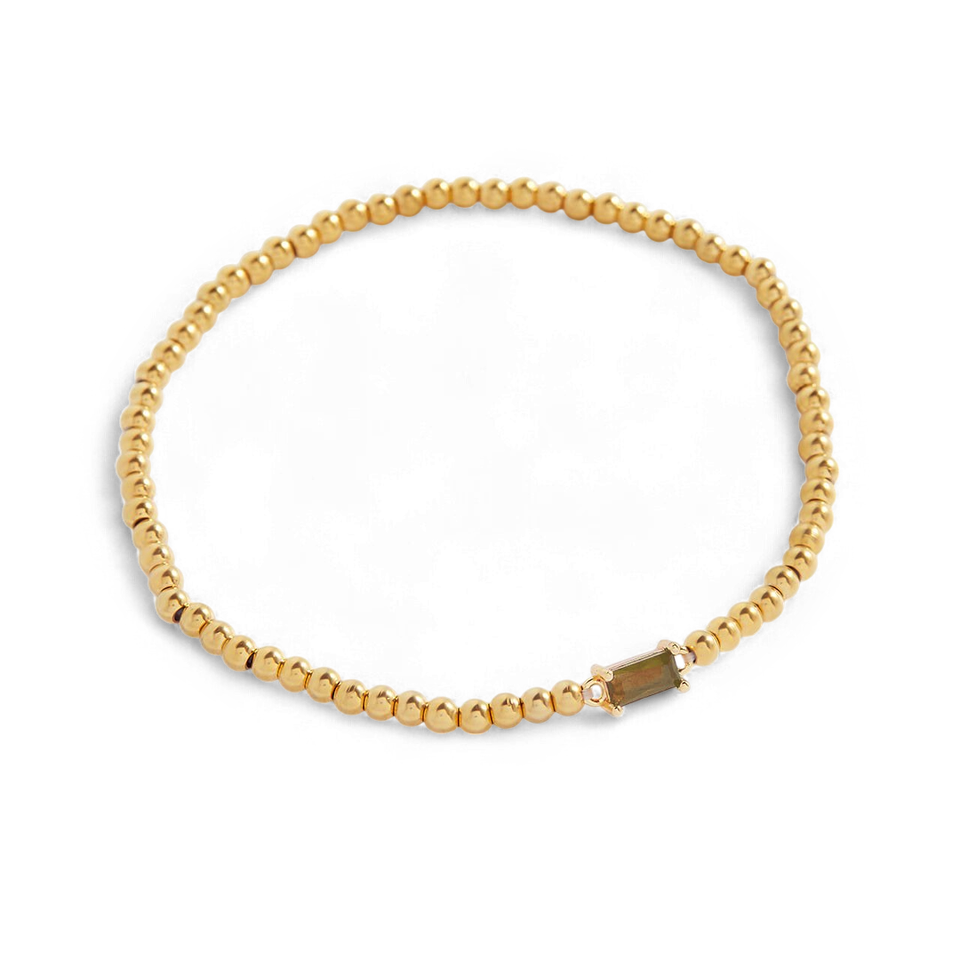 Pulsera de cuentas de oro con piedra natal