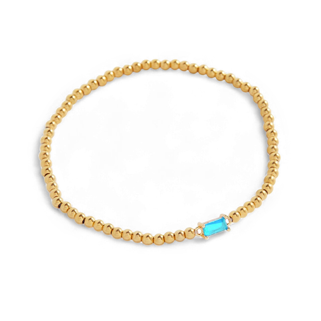 Pulsera de cuentas de oro con piedra natal