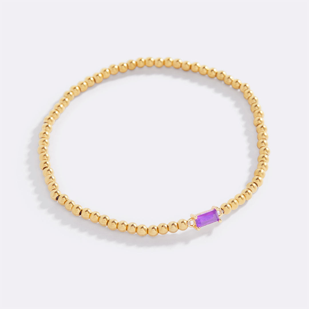 Pulsera de cuentas de oro con piedra natal