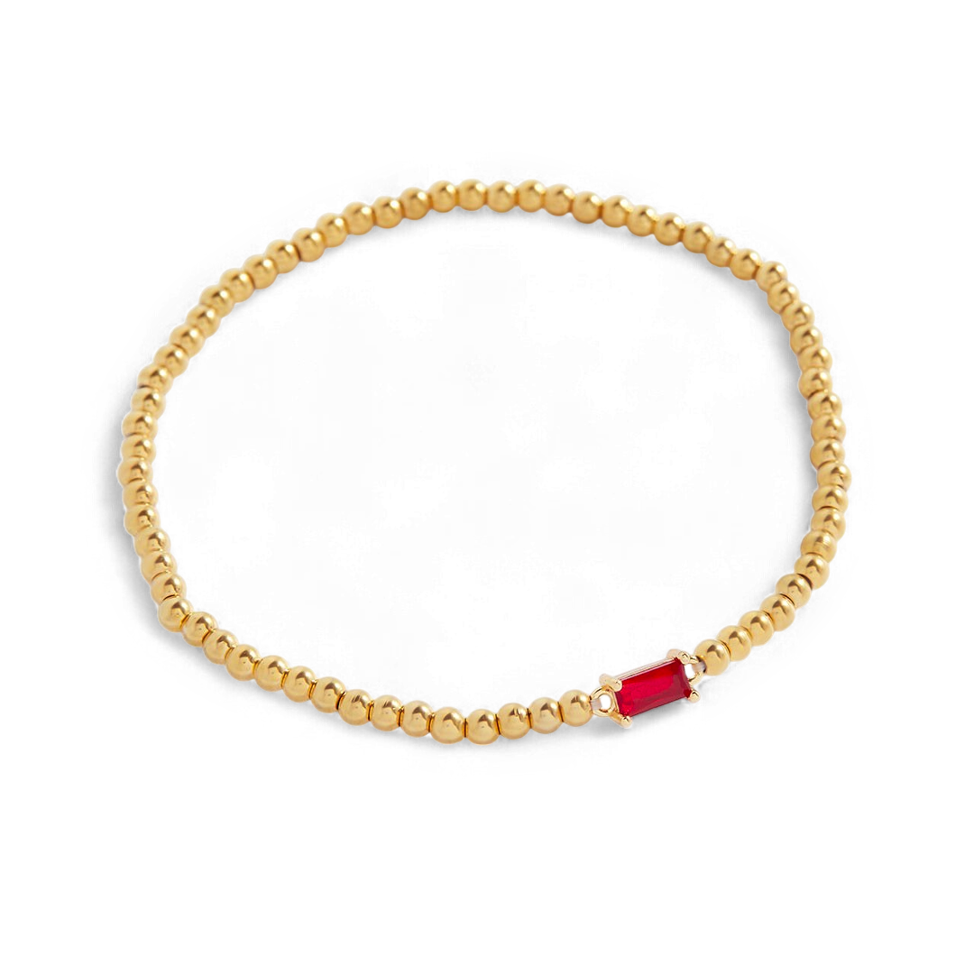 Pulsera de cuentas de oro con piedra natal