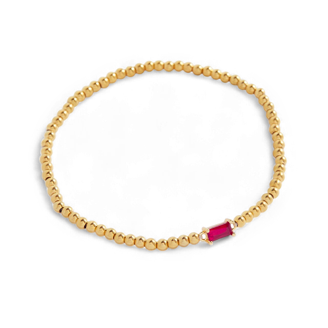 Pulsera de cuentas de oro con piedra natal