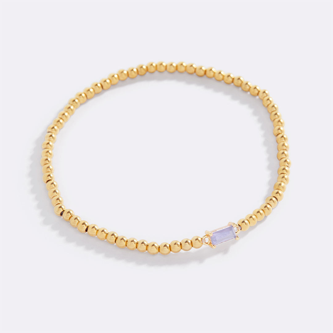 Pulsera de cuentas de oro con piedra natal
