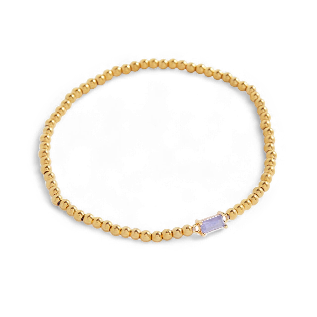 Pulsera de cuentas de oro con piedra natal