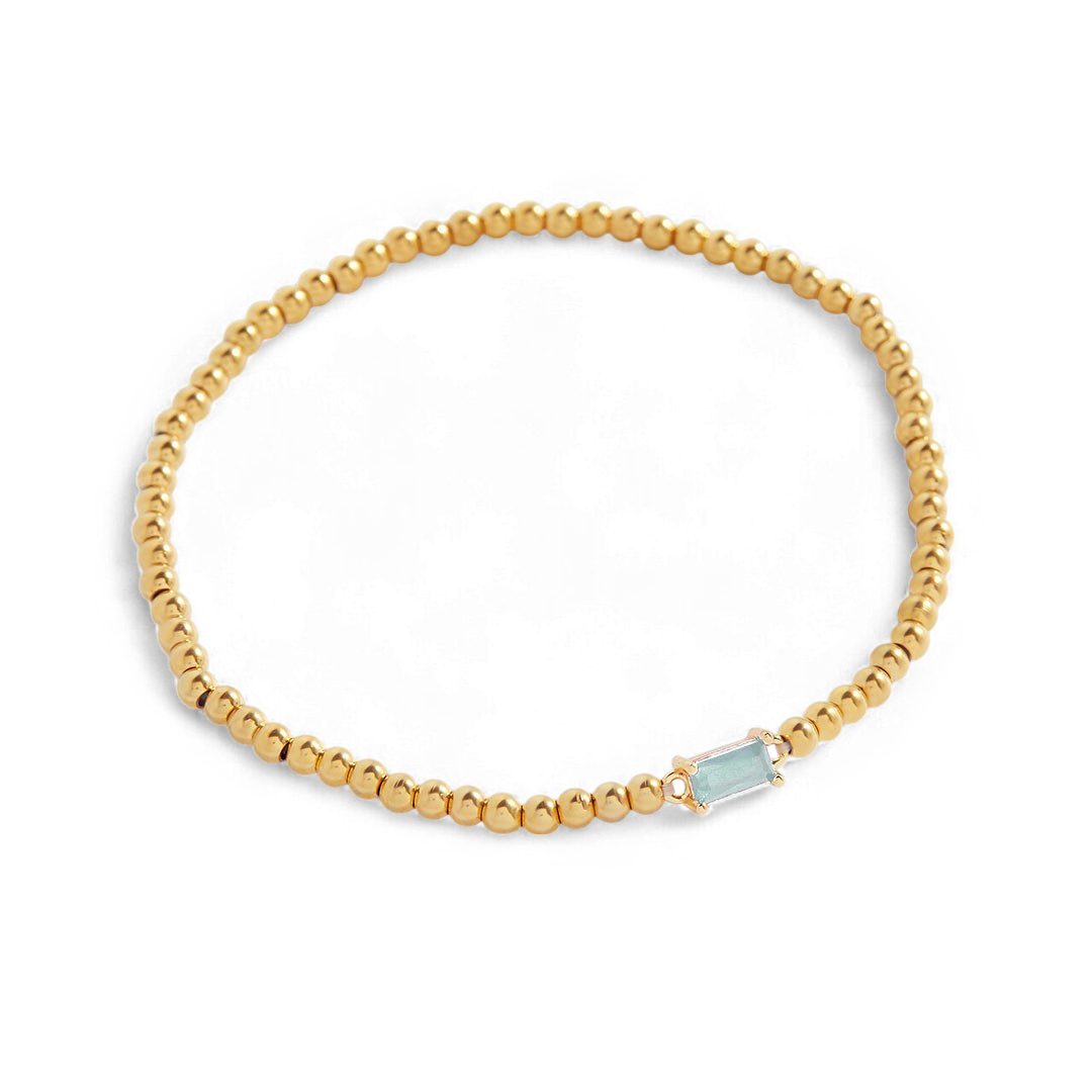 Pulsera de cuentas de oro con piedra natal