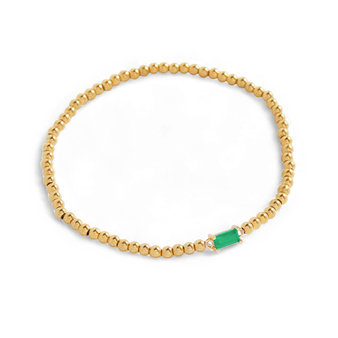 Pulsera de cuentas de oro con piedra natal