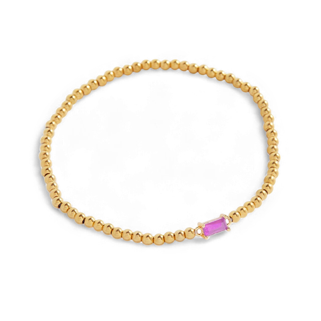 Pulsera de cuentas de oro con piedra natal