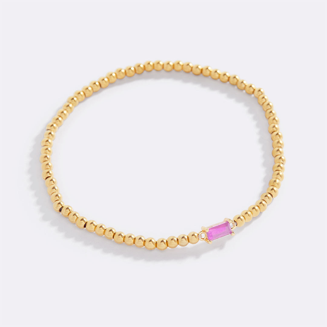 Pulsera de cuentas de oro con piedra natal