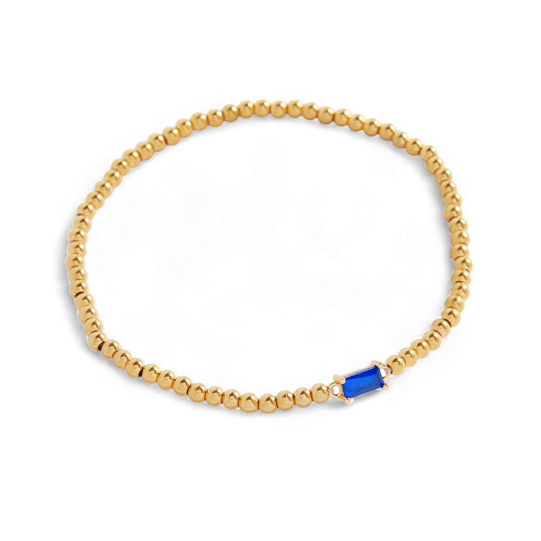 Pulsera de cuentas de oro con piedra natal