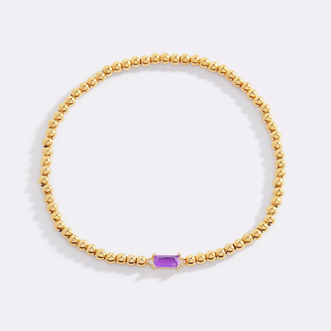Pulsera de cuentas de oro con piedra natal