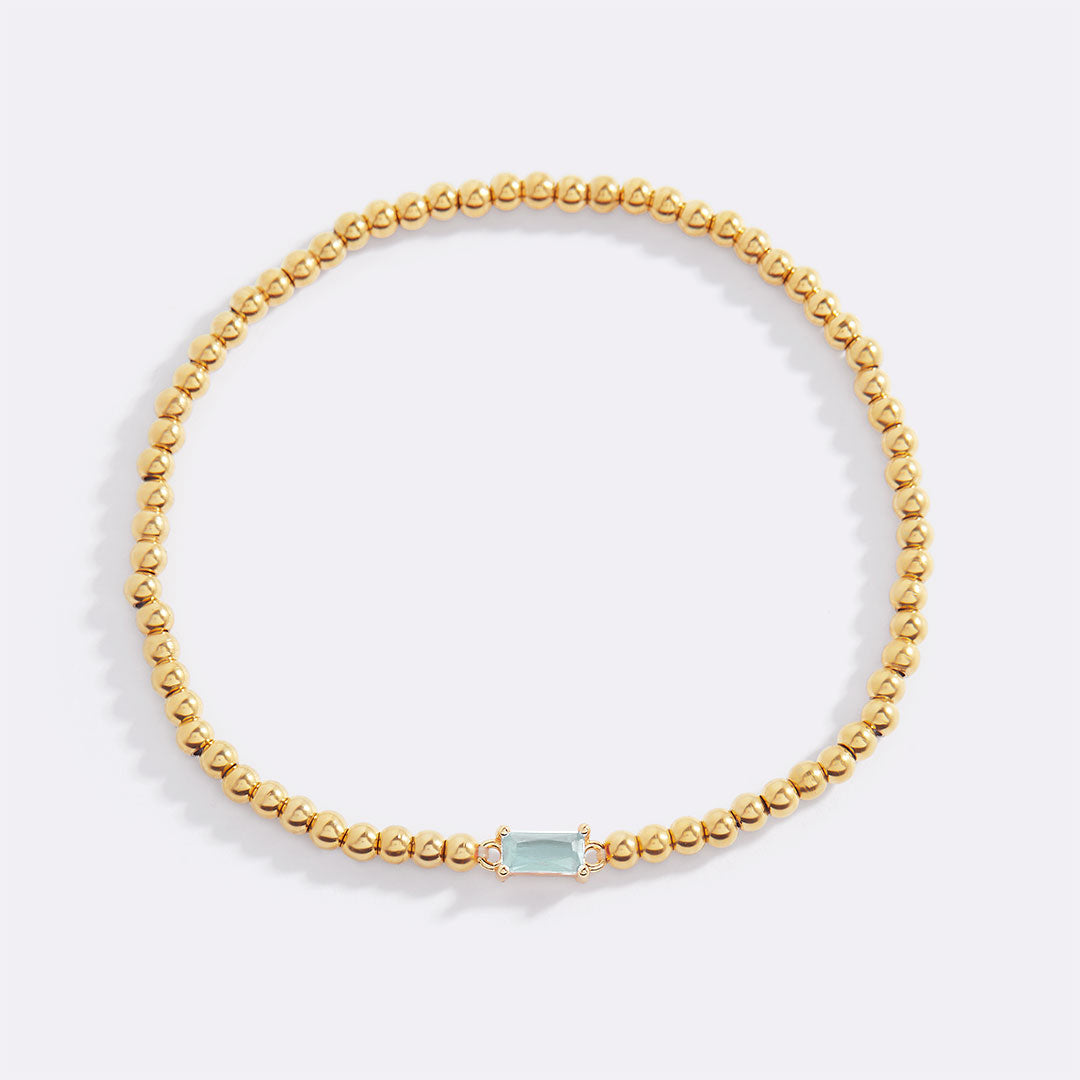 Pulsera de cuentas de oro con piedra natal