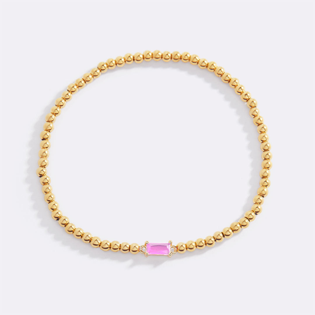 Pulsera de cuentas de oro con piedra natal